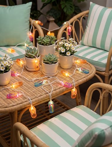 Slipper String Lights, 8.5FT 10 LED Beach Themed Lights with UL Certified Plug, Waterproof Tropical Party Decorations for Patio, Warm White Hawaiian String Lights for Garden Backyard Bedroom Decor - Image 4