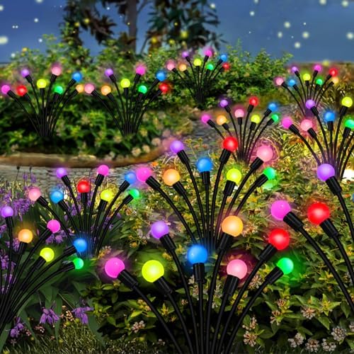 Solar Garden Lights Outdoor, 2 Pack 16 LED Solar Firefly Lights Waterproof, Sway by Wind, Swaying Light for Yard Patio Backyard Garden Planter Flower Bed Pathway Outdoor Decoration (Multicolor) - Image 5