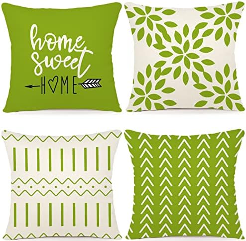 YCOLL Pillow Covers 20x20 Set of 4, Modern Sofa Throw Pillow Cover, Decorative Outdoor Linen Fabric Pillow Case for Couch Bed Car, Sage Green by PillowCoversExpert