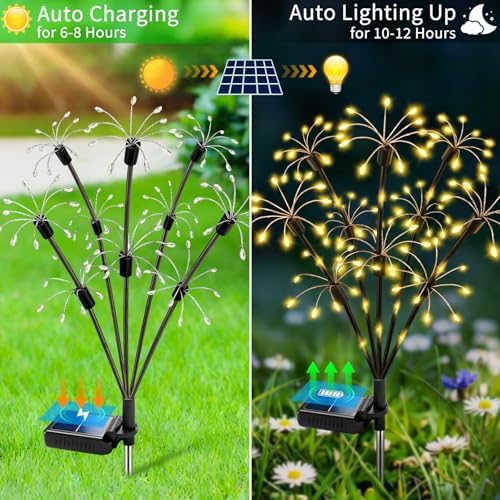 Solar Garden Lights Outdoor, 4 Pack 2-Layer Swaying Fairy Firework Lights - Image 6