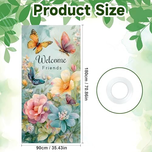 Front Door Covers Decorative, Spring Flower Design Door Curtain 70.8 x 35.4 Inch for Porch Outdoor Indoor Home Decor (Colorful-229) - Image 2