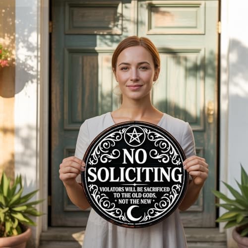 Gothic Gifts No Soliciting Sign for House Front Door, Witchy Gift No Soliciting Sign for Halloween - Image 4