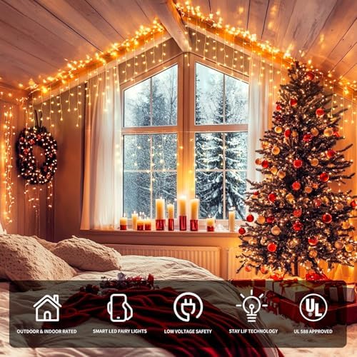 JMEXSUSS 400 LED Smart RGB Icicle Lights for Outside - Image 2