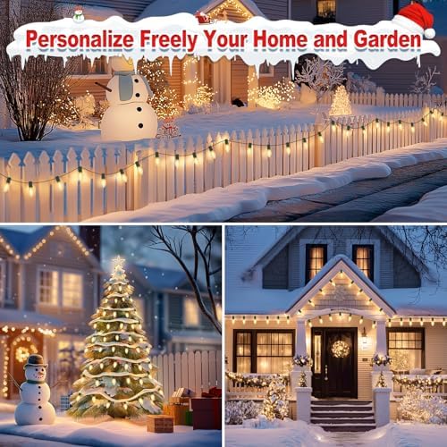 USOKYO 45Ft C9 30 Led Bulbs Christmas Pathway Lights Outdoor, Warm White Waterproof Connectable Christmas Walkway Lights for Driveway, Yard, Lawn, Sidewalk Decorations - Image 5
