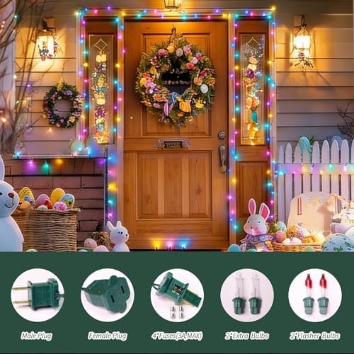 LAMPHOME Easter Decorations Mini String Lights, 100 Count 19.6FT Pink & Multicolor Plug in Waterproof Lights for Indoor Garland, Christmas Tree, Easter & Party Decor - Image 2