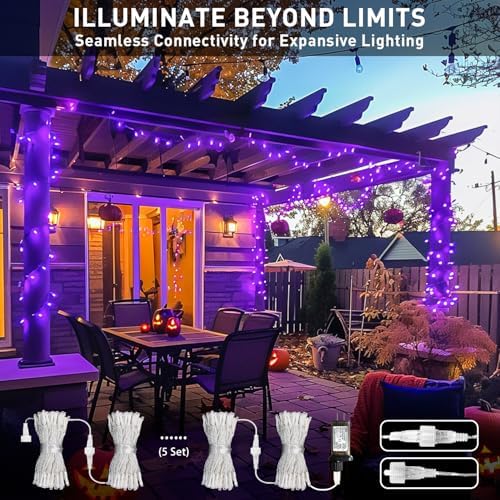 JMEXSUSS 150 LED Purple String Lights, Connectable Halloween Lights Indoor - Image 5