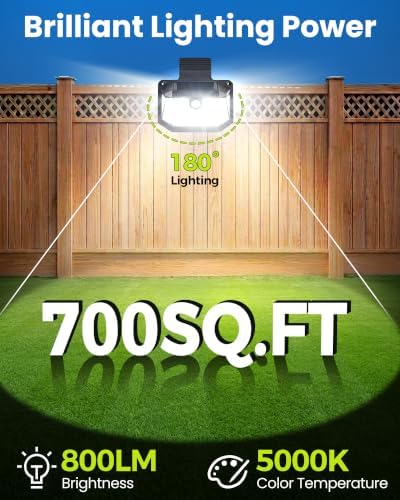 Clip on Solar Lights Outdoor, 178LEDs 800LM Solar Motion Sensor Outdoor Lights, 3-Sided Wide Angle Solar Wall Lights, No Drill Fence Lights, Waterproof Garden Patio Deck Lighting (4 Pack) - Image 4