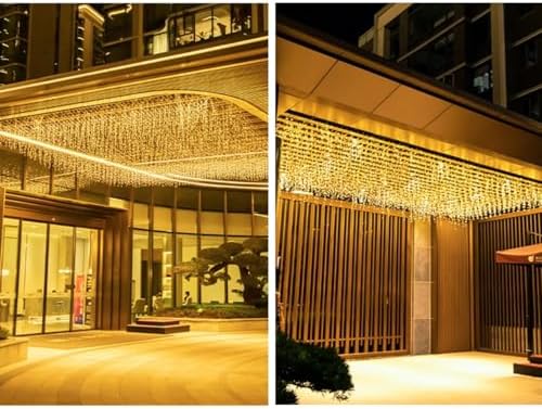 GTSYDING LED Icicle String Lights, Christmas Icicle Lights 16.4FT 216 LEDs Window Curtain Starry Fairy Lights Plug in 8 Modes for Wedding Party Bedroom Garden Patio Outdoor Indoor (Warm White, 5) - Image 2