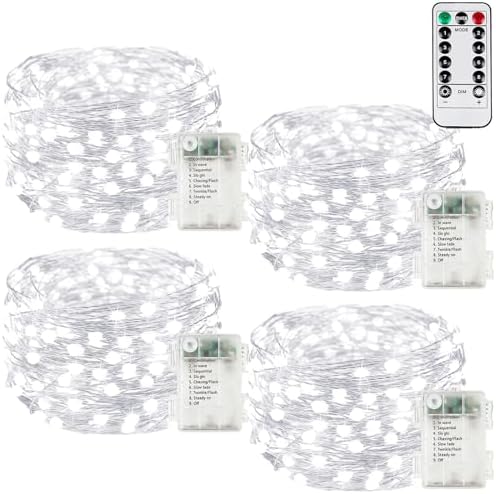 4 Pack 60LED Fairy Lights Battery Operated with Remote, 20FT String Lights by BHCLIGHT