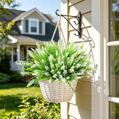 AmyHomie 16 PCS Artificial Flowers for Outdoors,White Fake Lavender Plants - Image 2