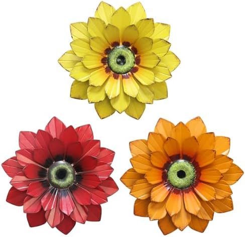 hogardeck Metal Flower Wall Decor - 3 Pcs Outdoor Wall Art Backyard Decorations Spring Decor Hanging for Kitchen, Living Room, Bathroom by HOGARDECK