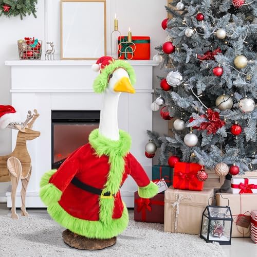 Cutecrop Christmas Porch Goose Outfit 23" Green Santa Claus Costume - Image 4