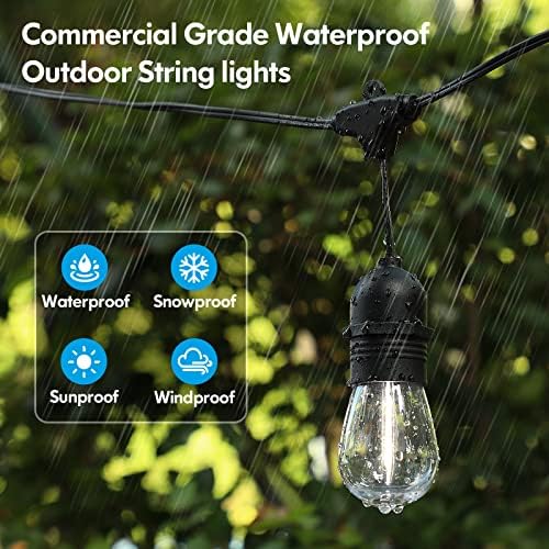 Lakumu 48FT Outdoor String Lights with Shatterproof E12 S14 Edison Bulbs - Image 2