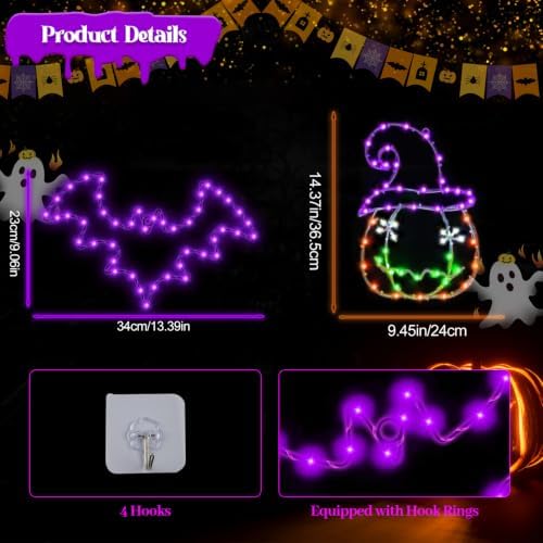 Halloween Window Lights, 2 Pack LED Waterproof Timer Indoor Decor - Image 2