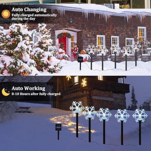 Christmas Decorations Outdoor, Snowflake Pathway Lights, 5 PCS - Image 2