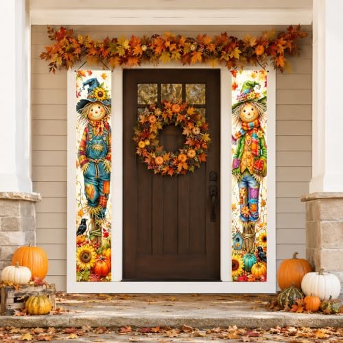 2 Piece Scarecrow Porch Banners 71 x 12 Inch Thanksgiving Door Decorations - Image 2