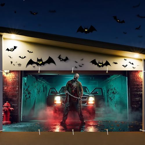 7 x 16 ft Garage Shadow Halloween Garage Door Decorations Halloween decorations Witch Door Cover, Hanging Banner, Cauldron Backdrop Mural for Home,Outdoor,Indoor,Party - Image 2
