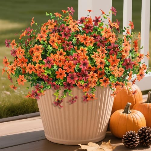 Homsunny Artificial Fall Flowers for Outdoor Planters Fake Mums Home Decor by HomeD%C3%A9cor