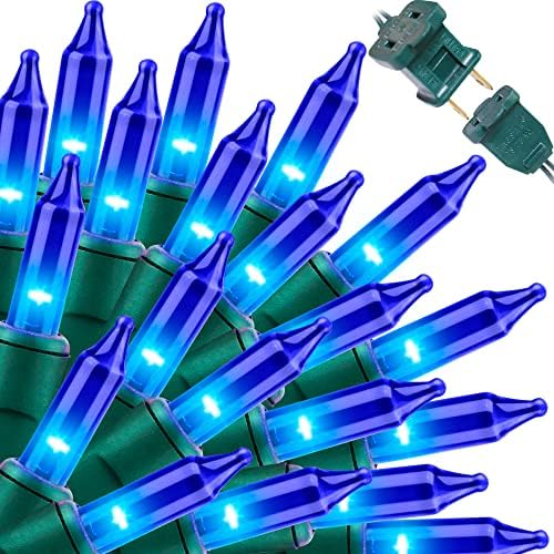 LAMPHOME Blue Christmas Lights,100Lights 19.6ft UL Certified Mini Bulb String Lights, Hanukkah Traditional Light for Outdoor Christmas Tree Garden Holiday Party Patio Wedding Garland Decor by ULL