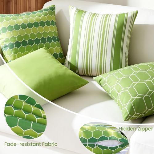 Summer Green Waterproof Outdoor Pillow Covers 18x18 Set of 2, Outdoor Sofa Cushion Covers for Patio Furniture Porch Chair Garden Sofa, Sage Green Decorative Fade Resistant Throw Pillows 18 x 18 - Image 4