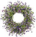 LLZLL Purple Spring Wreaths for Front Door 22 Inch Summer Wreath Artificial Violet Lavender Wreath with Eucalyptus Leaf for Spring Easter Home Decorations by LLZLL