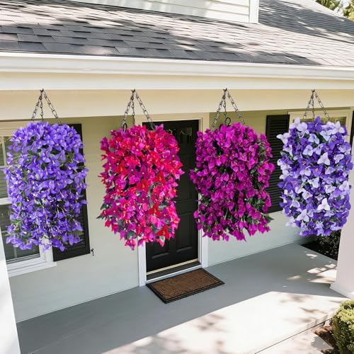 Faux Bougainvillea Artificial Flowers Plants for Outdoors Outside Decoration, 2 PCS Red Fake Flowers UV Resistant Look Real Silk Long Trailing Vines for Front Door Porch Planter Urn Patio Garden Yard - Image 7