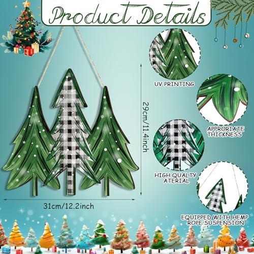 Boao Christmas Tree Door Decor Christmas Wooden Sign Door Hanger - Image 2