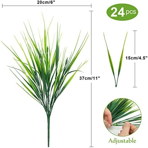 Ouddy Decor 24 Pcs Artificial Plants Outdoors Fake Greenery Stems, Green - Image 2