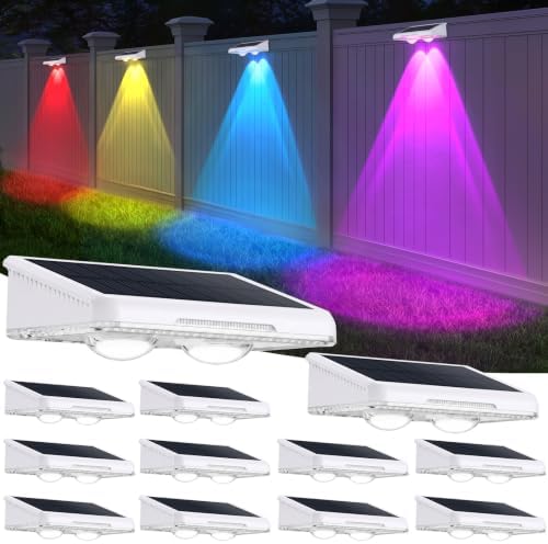 Brightever Solar Fence Lights White 12-Pack, Color Changing & 7 Fixed Color by Brightever