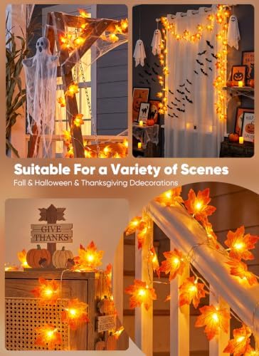 Brightown 2 Pack Fall Garland with Lights Total 20Ft 40LED Fall Decor - Image 6
