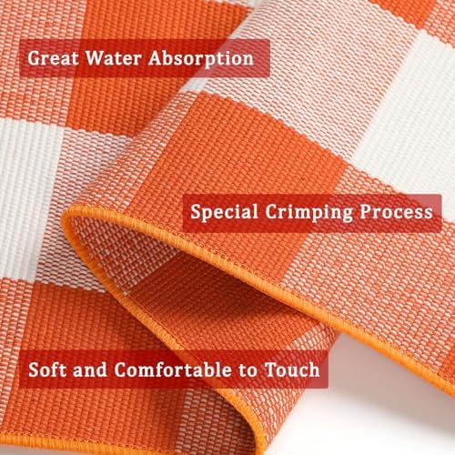 Fall Decor Buffalo Plaid Outdoor Rug 4x6 Ft Orange and White Checkered Area Rug Halloween Washable Fall Indoor Outdoor Rugs for Porch,Entryway,Hallway, Kitchen, Living Room, Dining Room, Bedroom - Image 4