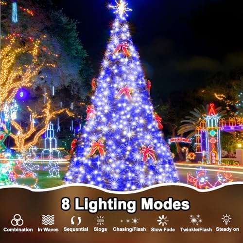 393 FT Christmas Lights 1000 LED Xmas Lights Outdoor Christams String Lights Waterproof 8 Modes & Timer, Fairy Lights Plug in for Weeding, Patio, Party, Holiday,Christmas Decor (Blue) - Image 2
