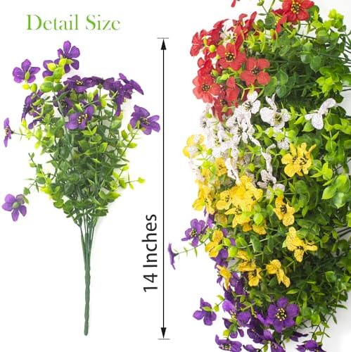 Grunyia Artificial Fake Plants Flowers for Outdoor Spring Decoration, 16 Bundles Faux Silk Colorful Daisy UV Resistant Realistic for Outside Porch Patio Home Yard Garden Planters Pots Window Box(Mix) - Image 3