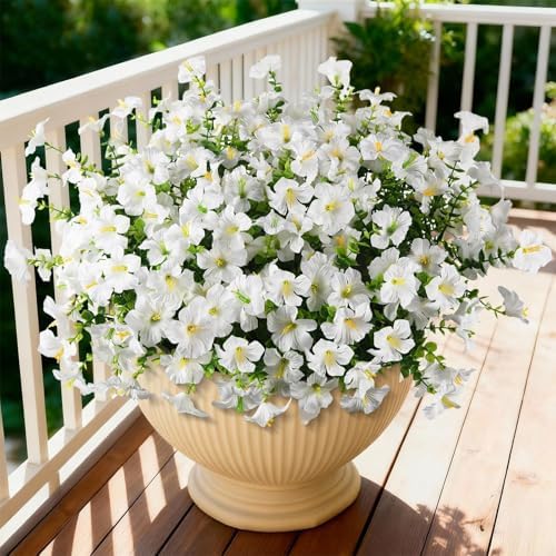 Artificial Fake Petunias Flowers for Outdoors Spring Summer Decoration by INQCMYPlantRack