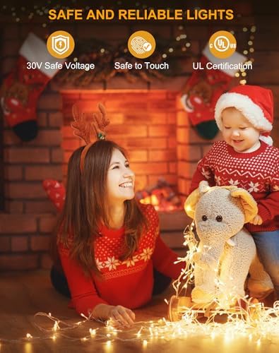 Christmas Icicle Lights for Outside 1000 LED 98FT with 160 Drops Warm White - Image 5