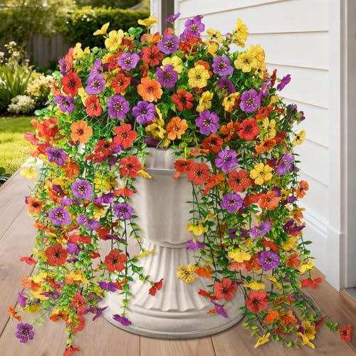 Homsunny Artificial Hanging Flowers for Outdoor, 8PCS Fake Flowers by HomeD%C3%A9cor
