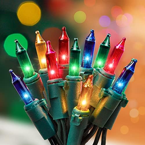 Hopolon Christmas Lights Multicolor,2PACK Total 100Count 26FT,Green Wire by Hopolon