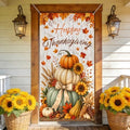 NYZE Happy Thanksgiving Pumpkin Door Cover, Fall Harvest Sunflower Door Banner, Autumn Maple Leaf Farmhouse Porch Decor for Thanksgiving Indoor Outdoor by GIVEYOUTHEBEST