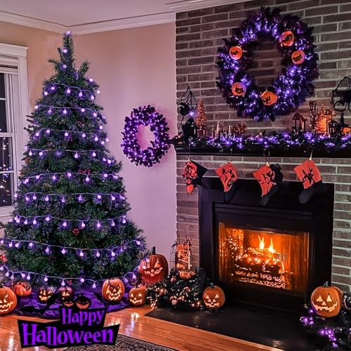 JMEXSUSS 100 LED Purple Globe String Lights Battery Operated with 8 Modes - Image 5