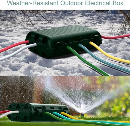 Outdoor Waterproof Electrical Box, Large Extension Cord Cover (9.05x6.61x2.67inch) Plug Protector Cable Connection Safety Box IP54 Water-resistant for Power Strip, Holiday Light and Decorations, Green - Image 4