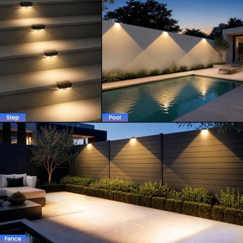 AUDERWIN Solar Fence Lights Outdoor 16 Pack-3000k/4000k/6000k, Waterproof - Image 6