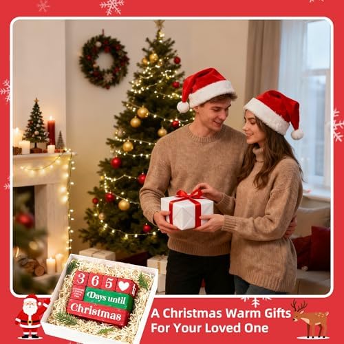 365 Days Christmas Countdown Wooden Tiered Tray Decor, Activities Decision Dice Decorations Gifts for Home, Winter Table Centerpiece for Xmas Party Kitchen Office - Image 7
