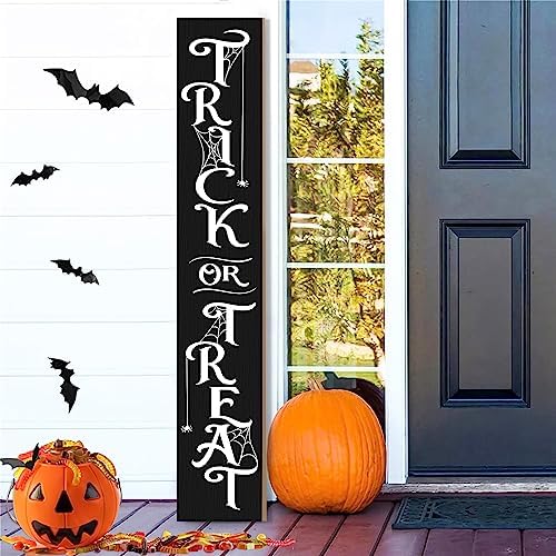 Halloween Porch Sign Decor "Trick or Treat" Wooden Hanging Sign Door Porch Standing Decorative Signs for Front Door Farmhouse Outdoor Indoor Welcome Sign Wall Craft Decor 47.2"H by Unknown