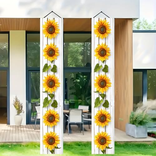 BlissYard Sunflower Welcome Hanging Banners Spring Summer Porch Banners Flags Summer Door Banners Party Decorations Hanging Banner12 x 72inches Seasonal Front Door Sign Decoration - Image 4