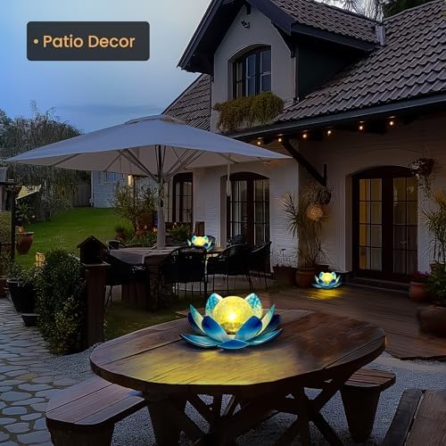 GIGALUMI Solar Light Outdoor Garden Decor, Lotus Flower Light Waterproof - Image 3