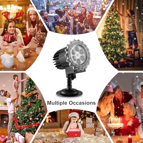 Snowflake Christmas Projector Lights Outdoor, Christmas Snowflake Projection Lights with Remote Control, Christmas Light Projector for Yard Porch Decorations - Image 6