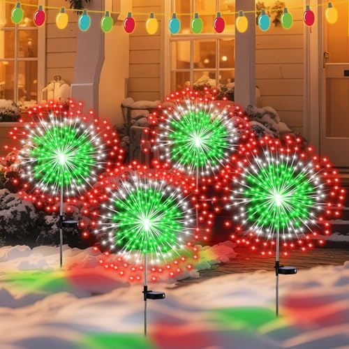 Tujoe Ujoe 4 Pack Christmas Outdoor Garden Decoration Solar Firework Lights by Tujoe