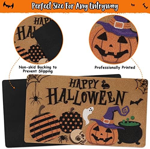 Happy Halloween Jack O'Lantern Doormat Spooky Indoor Outdoor Home Front Porch Rugs Witches Hat Brewing Carpet Gift Fall October Entrance Ornament Supplies 17 x 30 Inches - Image 5