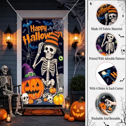 35.4" x 70.8" Halloween Door Cover, Haunted House Front Door Decor - Image 3