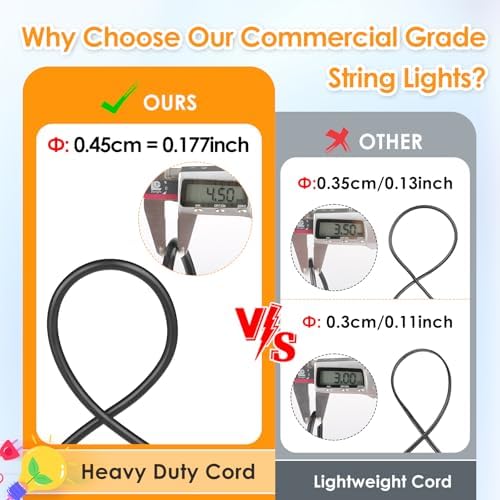 Mlambert Multicolor 96FT(2x48FT) LED Patio String Lights with Remote, Black - Image 3